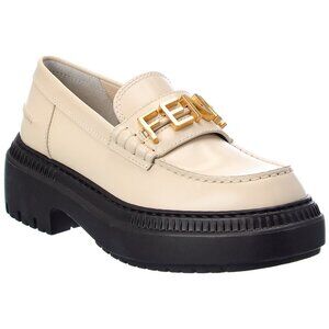 Fendi Women’s Fendigraphy Signature Logo Leather Platform Loafers